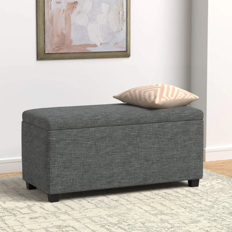 AMAZON BASICS Upholstered Storage Ottoman (Charcoal)