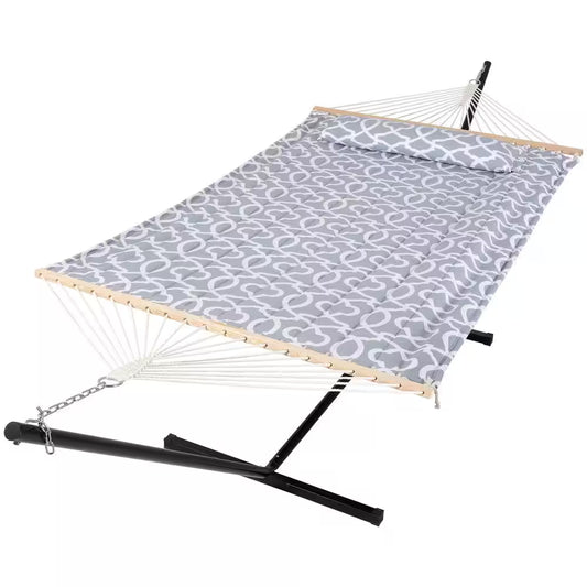 12 ft Hammock with Stand & Pillow (Grey)