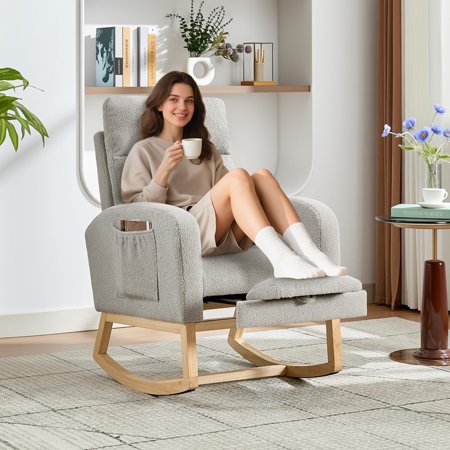TROPOW Nursing Rocking Chair with Footrest