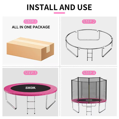 SKOK 10ft Pink Trampoline with Ladder