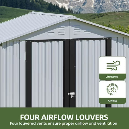 Uforic 6x4ft Metal Outdoor Shed, Lockable, White
