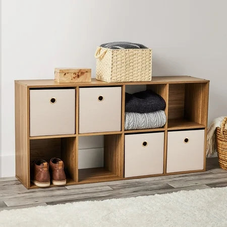 NEW Mainstays 11 8-Cube Storage Organizer, Warm Walnut