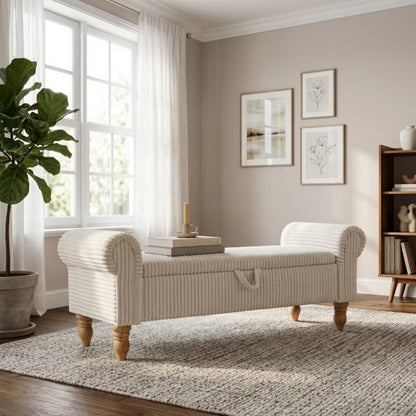 51.5" Storage Ottoman Bench, End-of-Bed Storage