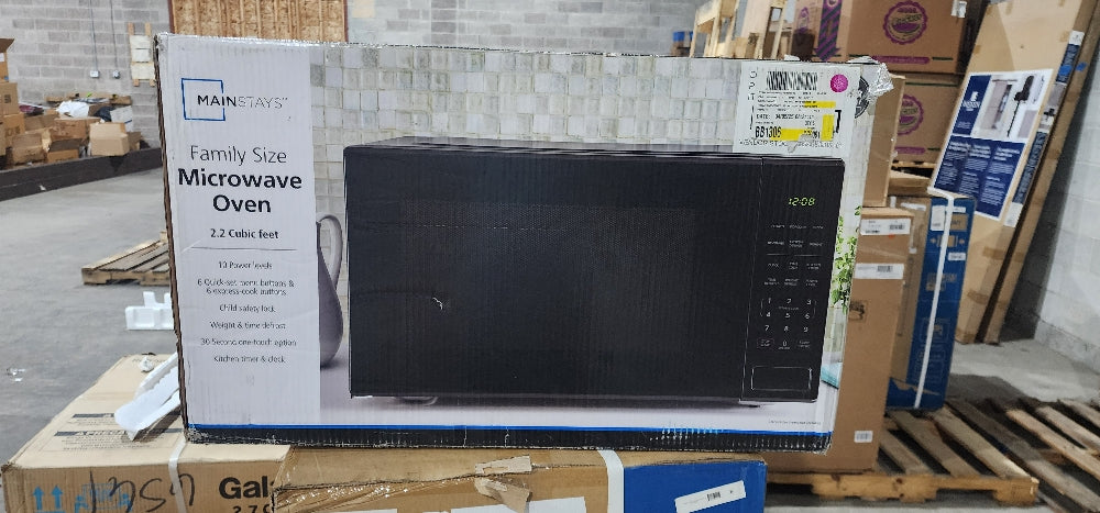 Mainstays 2.2 cu ft Countertop Microwave Oven, Black, New