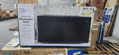 Mainstays 2.2 cu ft Countertop Microwave Oven, Black, New