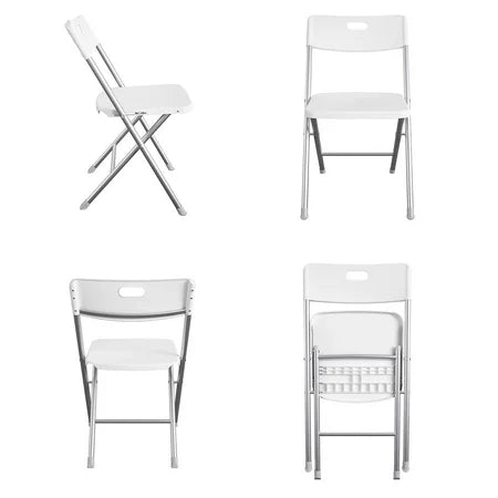 Mainstays Resin Seat & Back Folding Chair, White, 4-Pack