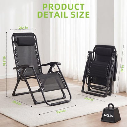 SUGIFT Zero Gravity Chair, Recliner, Black
