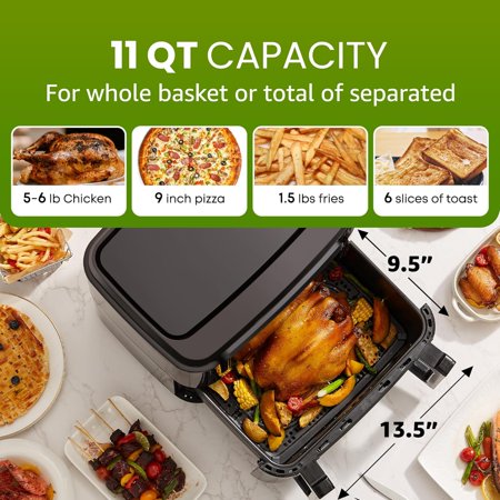 Elite Gourmet EAF1055D Dual Zone Fryer Oven