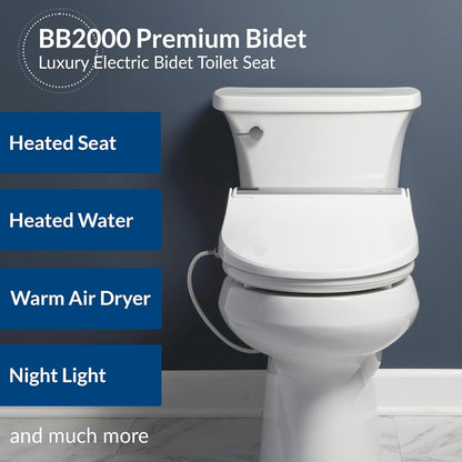 Bio Bidet BB2000 Bliss Electric Bidet Toilet Seat, Warm Water with Air Dryer, Heated Seat with Sensor and Slow Close Lid