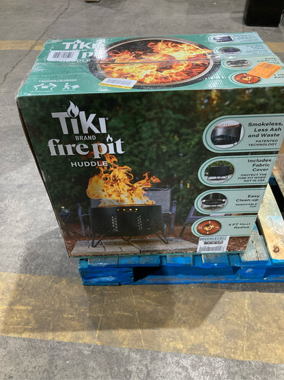 TIKI 25.5 in. W Metal Round Wood Fire Pit