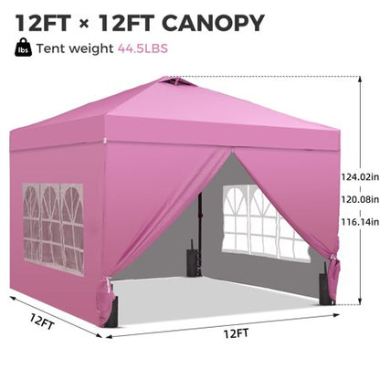 Ainfox 12x12 Pop Up Canopy Tent, 4 Walls, Pink