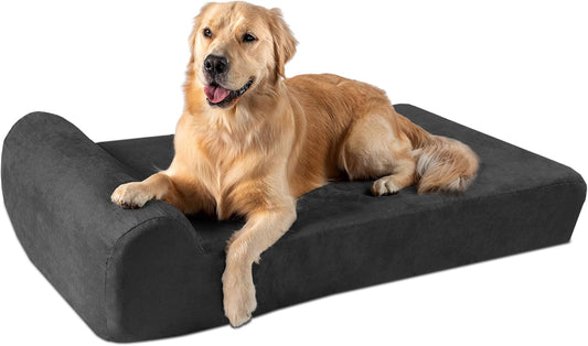Big Barker Elevated  Dog Bed w/Headrest - 7” for Large Dogs w/Washable Microsuede Cover