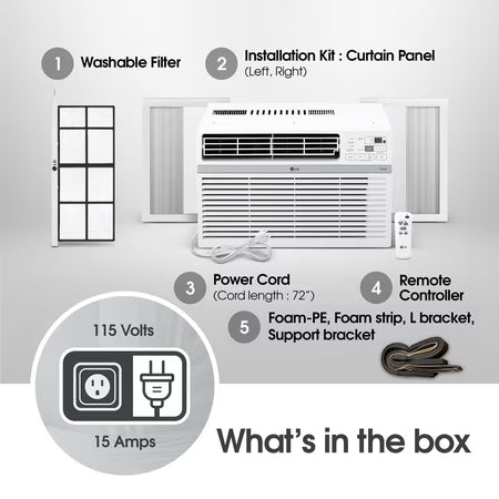 LG 8,000 BTU Window AC 350 Sq Ft, White