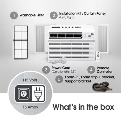 LG 8,000 BTU Window AC 350 Sq Ft, White
