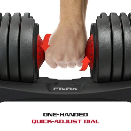 FitRx Adjustable Dumbbells, 52.5lb SmartBell Dumbbell Set with Quick-Select Weights for Home Gym