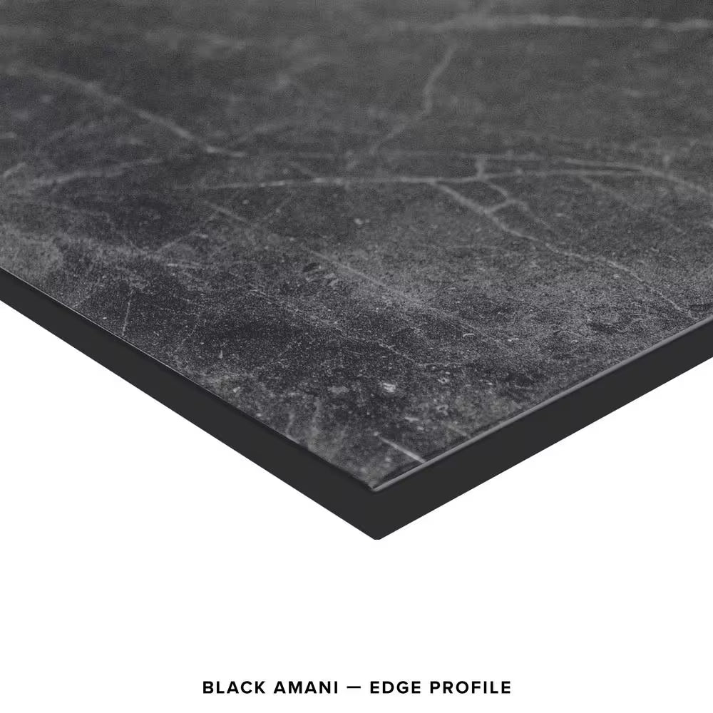 THINSCAPE 6 ft Engineered Composite Countertop, 25 in D, Black Amani