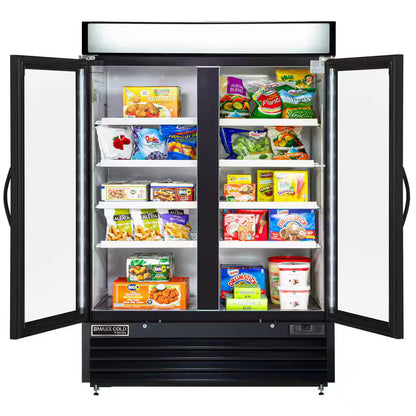 V-Series 54 in. 48 cu. ft. Freezer Manual Defrost Upright Freezer in Black Double Glass Door Ice Merchandiser