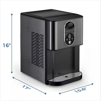 10.63 in. 44 lbs. Countertop or Portable Nugget/Pebble Ice Maker in Stainless Steel Black