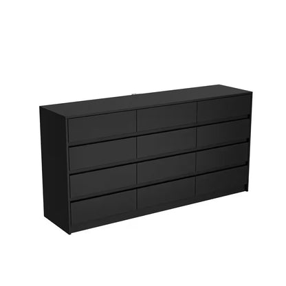 Black 12-Drawer Dresser, 63W x 32H