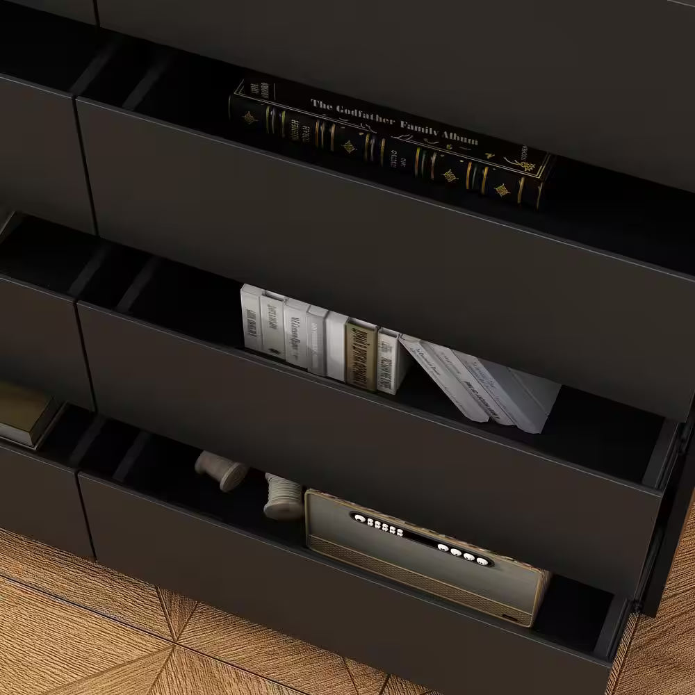 Black 12-Drawer Dresser, 63W x 32H