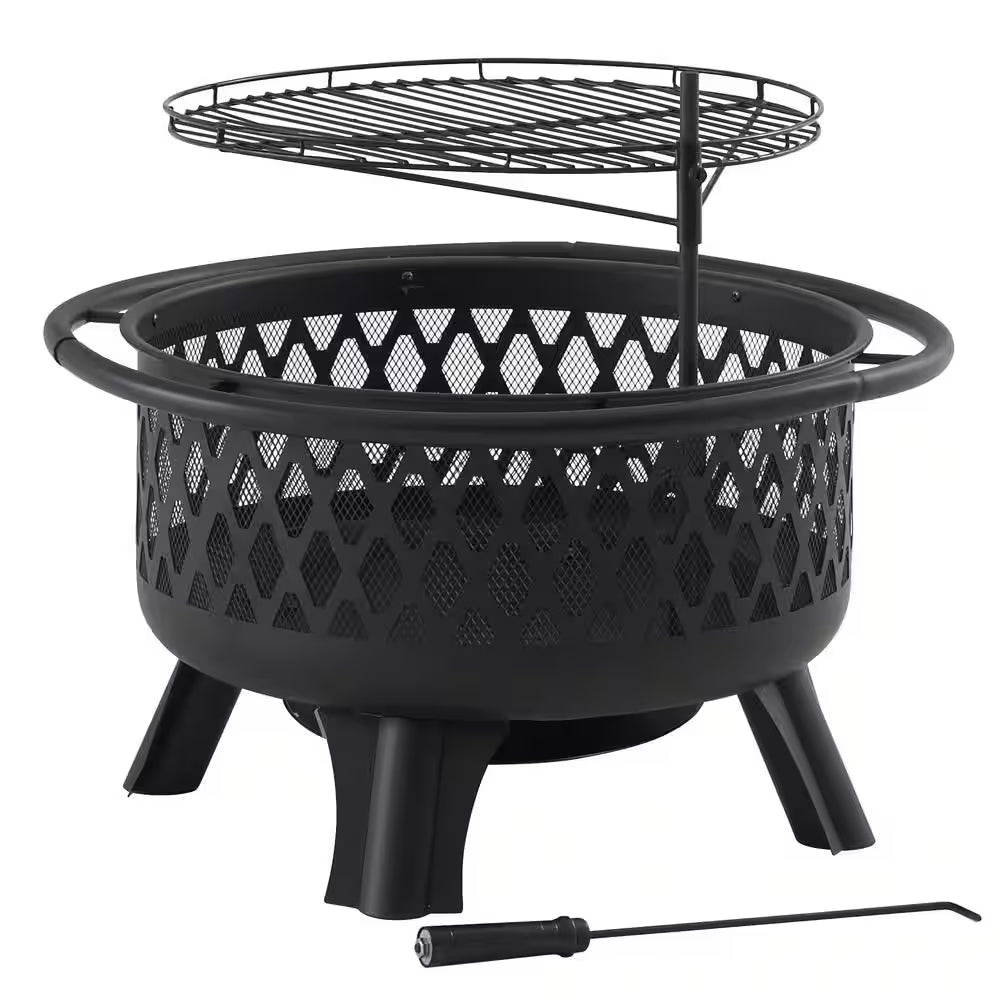 Hampton Bay Piedmont 30 in. Steel Fire Pit Black