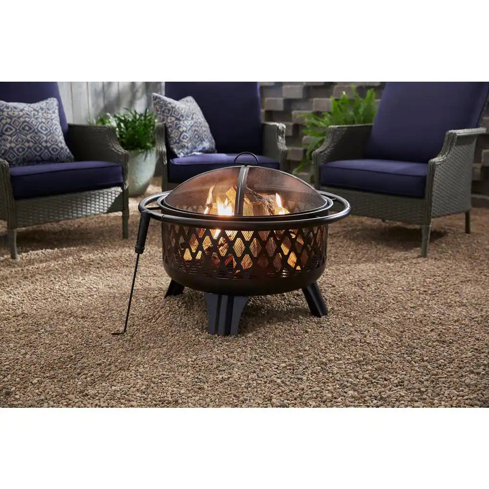 Hampton Bay Piedmont 30 in. Steel Fire Pit Black