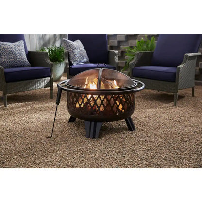 Hampton Bay Piedmont 30 in. Steel Fire Pit Black