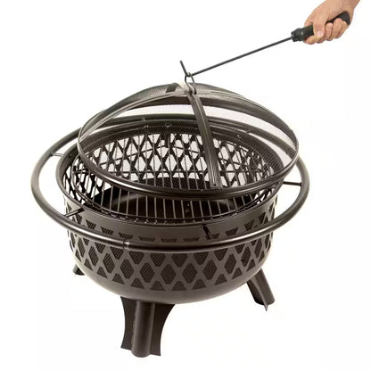 Hampton Bay Piedmont 30 in. Steel Fire Pit Black