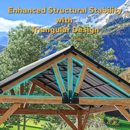 Cedar Wood Outdoor Patio Gazebo with Steel Roof