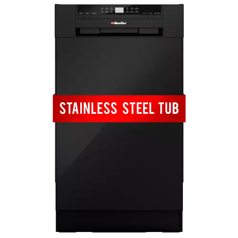 18 in. Black Stainless Steel Front Control Digital Built-In Dishwasher with 3-Stage Filtration, 6 Smart Wash Programs