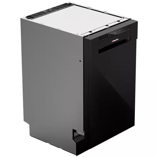 18 in. Black Stainless Steel Front Control Digital Built-In Dishwasher with 3-Stage Filtration, 6 Smart Wash Programs