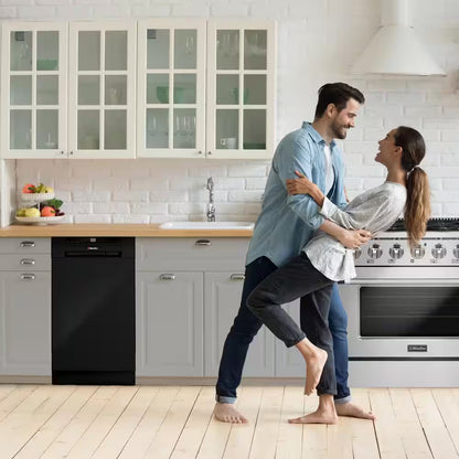 18 in. Black Stainless Steel Front Control Digital Built-In Dishwasher with 3-Stage Filtration, 6 Smart Wash Programs