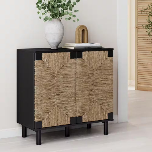 Beacon Seagrass Doors Cabinet with Shelf