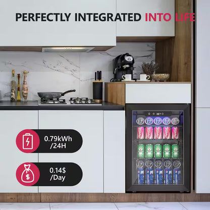 17.5 in. Single Zone 100-Cans Freestanding/Countertop Beverage and Wine Cooler Fridge in Black, Reversible Door