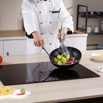 Built in Electric Stove Top 24 in. 4 Burners Glass Radiant Cooktop with Sensor Touch Control, Timer and Child Lock,Black