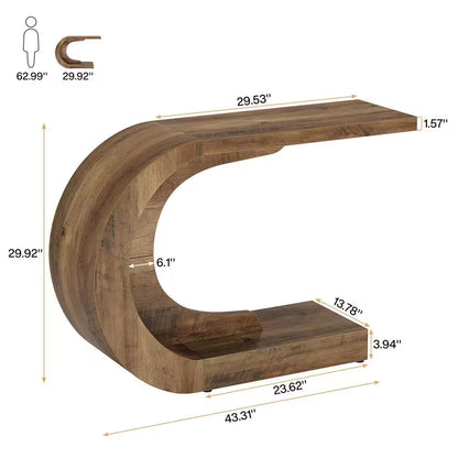 Turrella 43.3 in Brown Half-Circle Wood Console