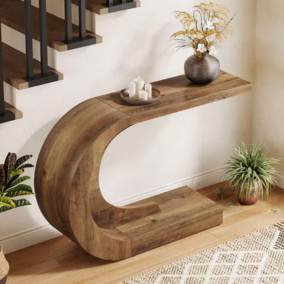 Turrella 43.3 in Brown Half-Circle Wood Console