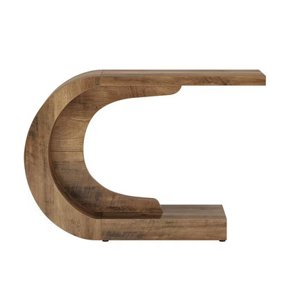 Turrella 43.3 in Brown Half-Circle Wood Console
