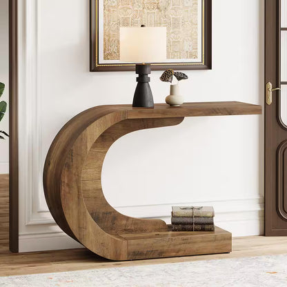 Turrella 43.3 in Brown Half-Circle Wood Console