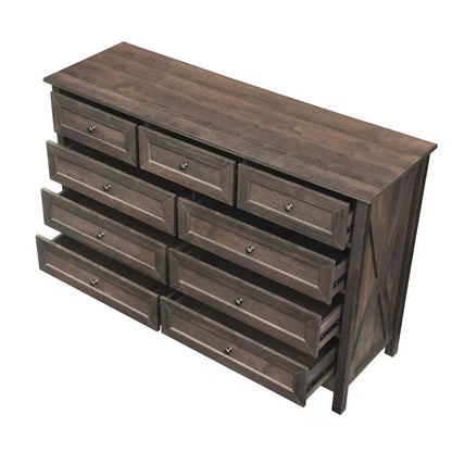 Brown 55.04 in. W Makeup Vanity with 9 Drawers
