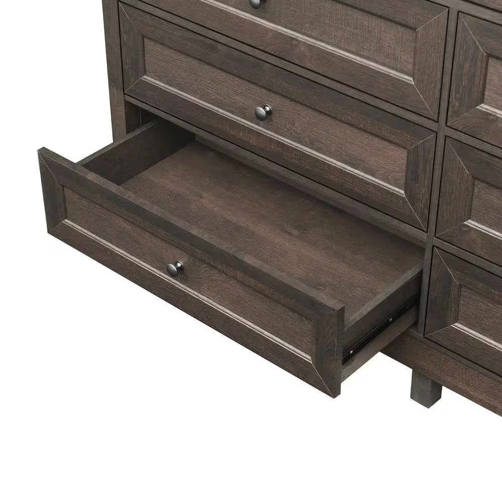 Brown 55.04 in. W Makeup Vanity with 9 Drawers