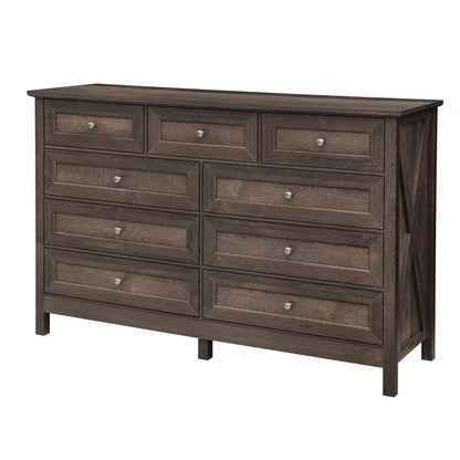 Brown 55.04 in. W Makeup Vanity with 9 Drawers