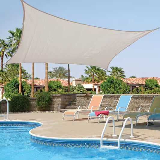 Vigoro 8 ft. x 12 ft. Almond Rectangle Shade Sail