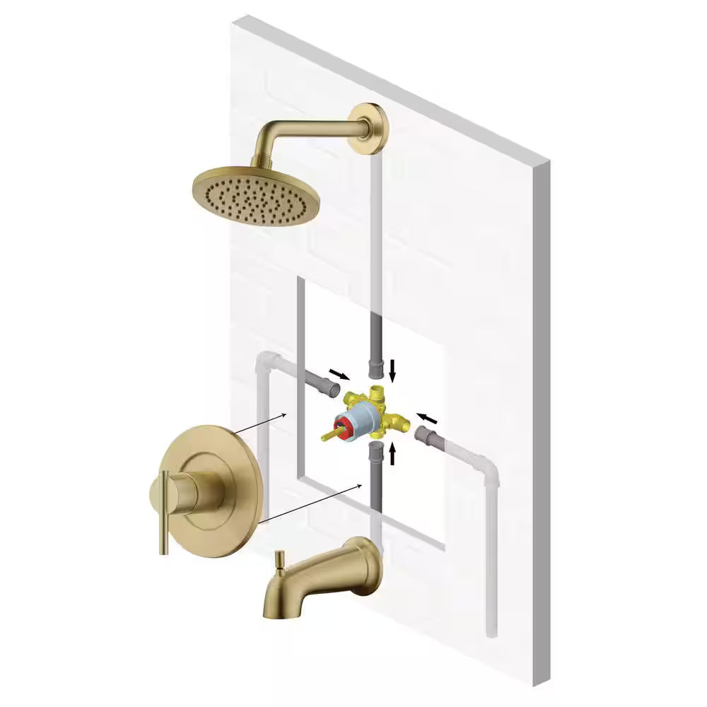 Dorind Brushed Gold 1-Handle 1-Spray Bath Faucet