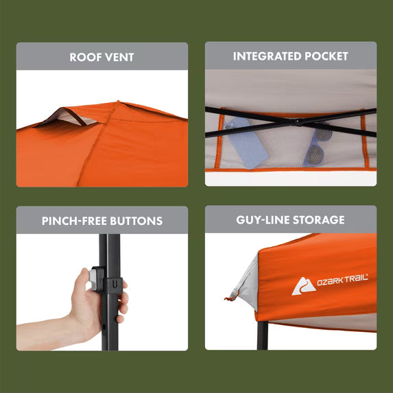Ozark Trail 10x10 Pop-Up Canopy Tent Burnt Orange
