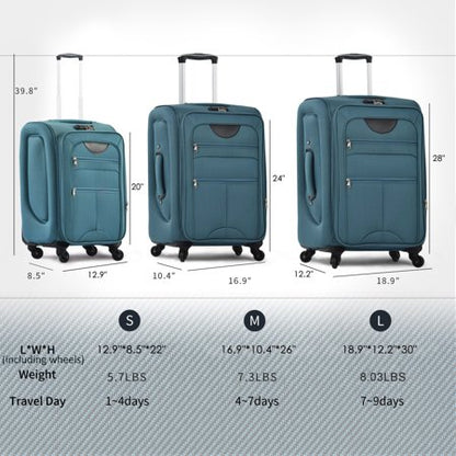 LuckyNote Expandable Luggage Set, 22/26/30"