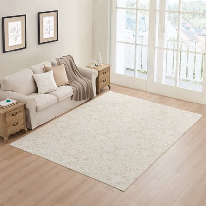 My Texas House Washable Rug, Ivory Floral 7x10