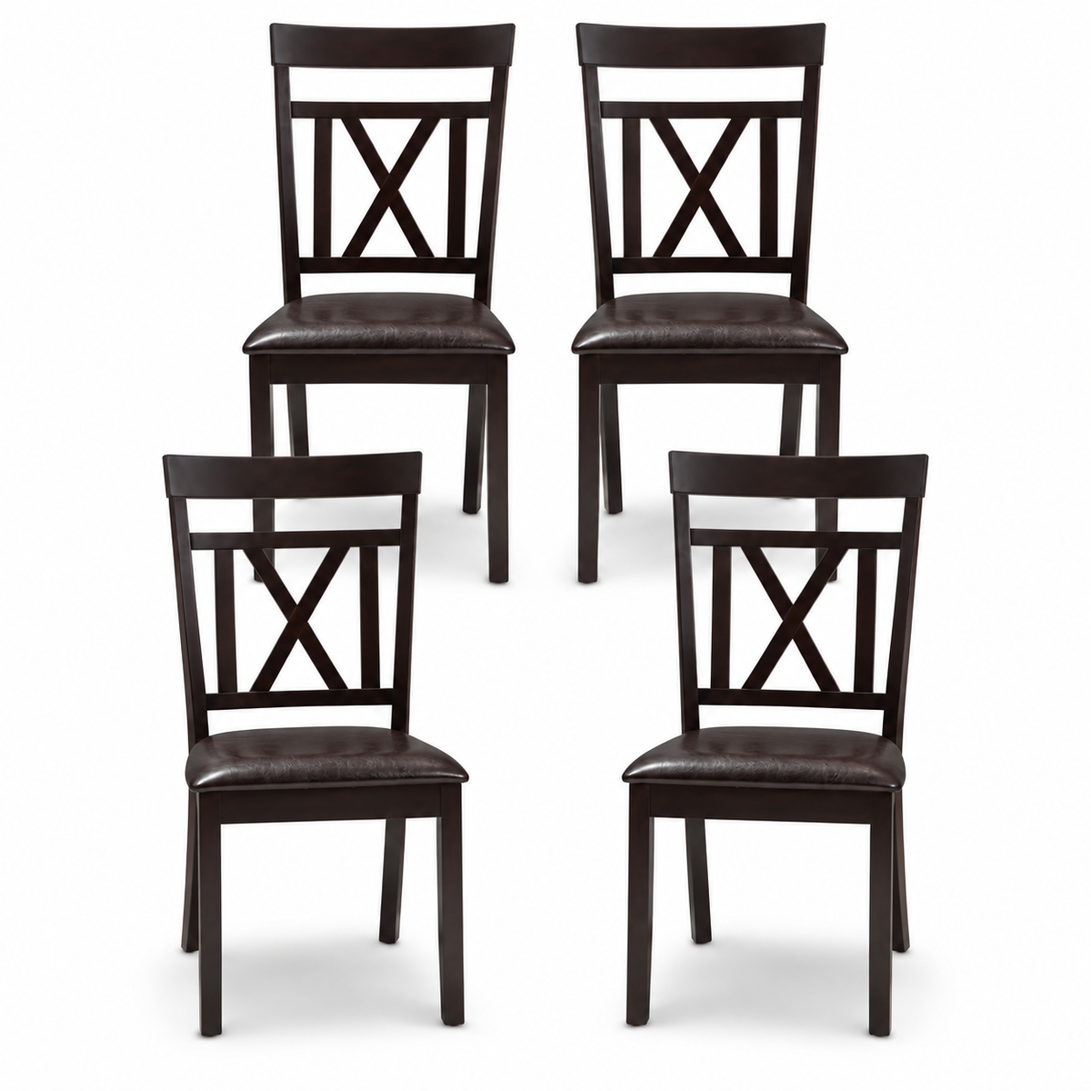 Rosie Dark Brown Faux Leather Dining Chair (4)