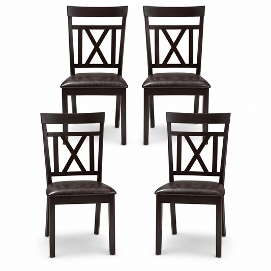 Rosie Dark Brown Faux Leather Dining Chair (4)