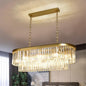 Inch Large Gold Crystal Chandelier, 8-Light Linear Modern Crystal Chandelier